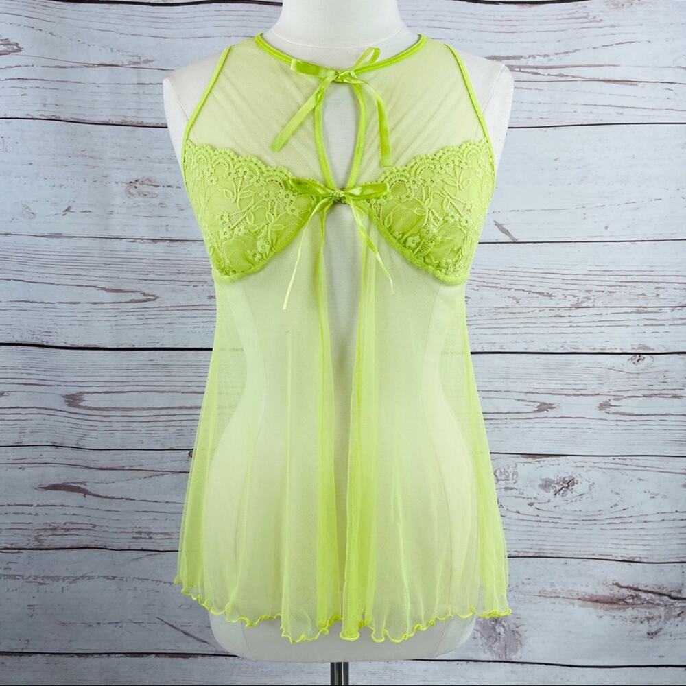 The Escante Collection neon yellow green negligee lace sheer
